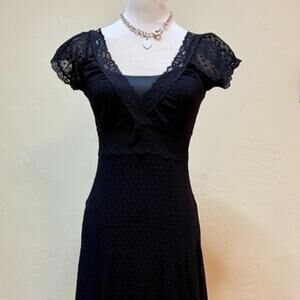 Betsey Johnson New York Swiss Dot Milkmaid Mesh Dress